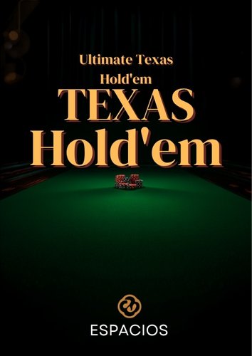 Minh họa bàn Ultimate Texas Hold'em với bài úp, chip cược và thứ hạng tay bài Poker